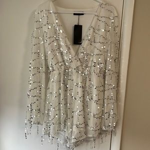 White sequin romper